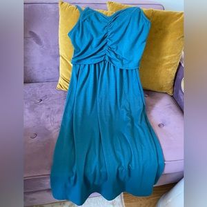 Maternity dress with adjustable straps and easy access for nursing